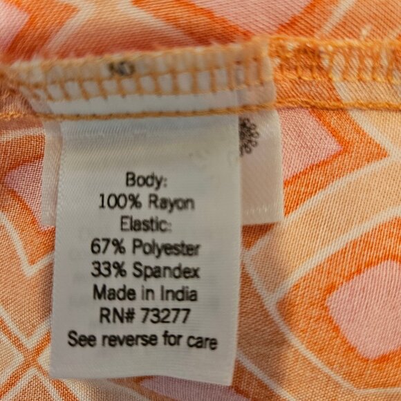 Croft & Barrow Sleeveless Smocked Geometric Midi Dress PXXL Orange Pink Pockets - Picture 11 of 13